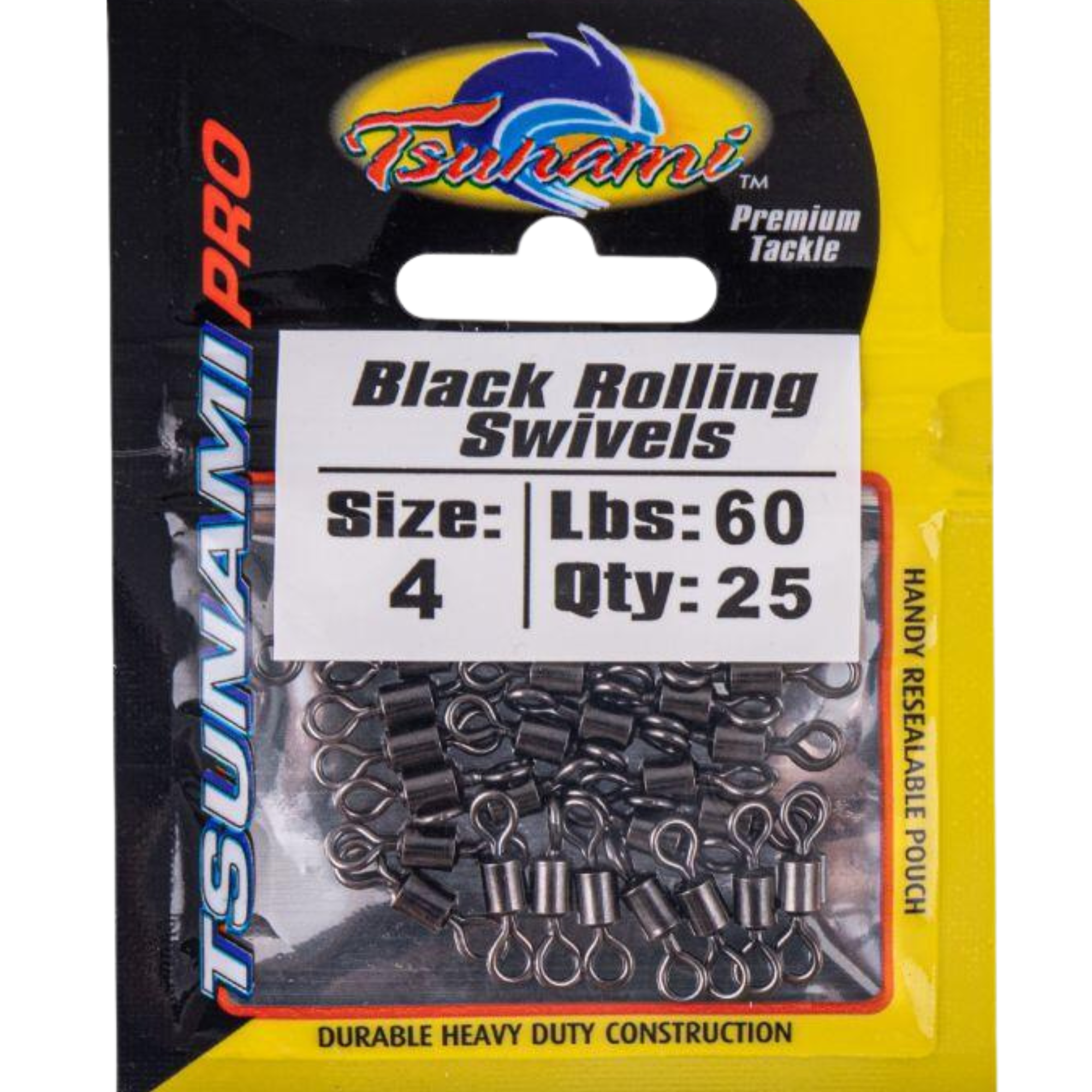 Tsunami Black Rolling Swivels Size 4 25 Pack JW39303