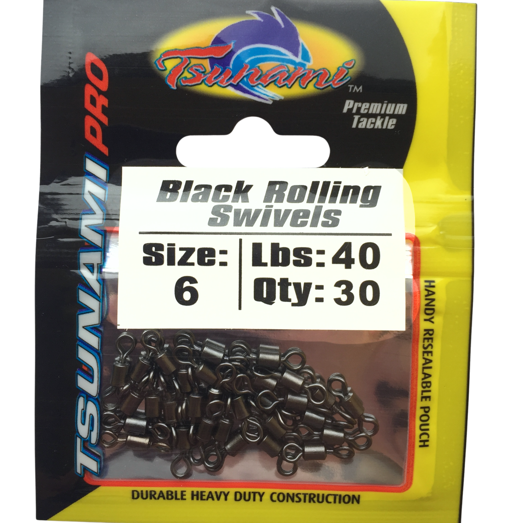 Tsunami Black Rolling Swivels Size 6 30 Pack JW39305