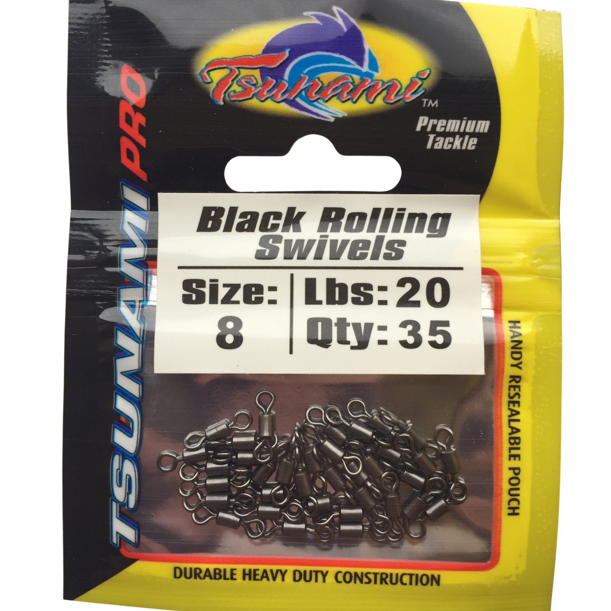 Tsunami Black Rolling Swivels Size 8 35 Pack JW39306