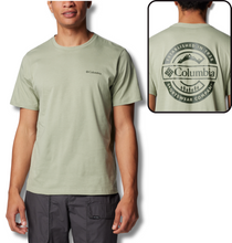 Load image into Gallery viewer, Columbia Men&#39;s Rapid Ridge II Organic Cotton Back Graphic Tee (Safari/Button Badge)
