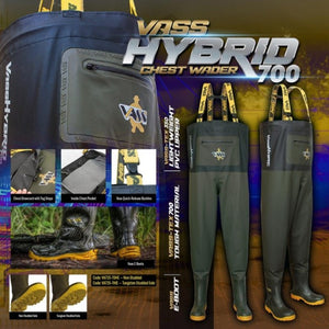 Vass Unisex Hybrid 700 Chest Waders (Khaki)