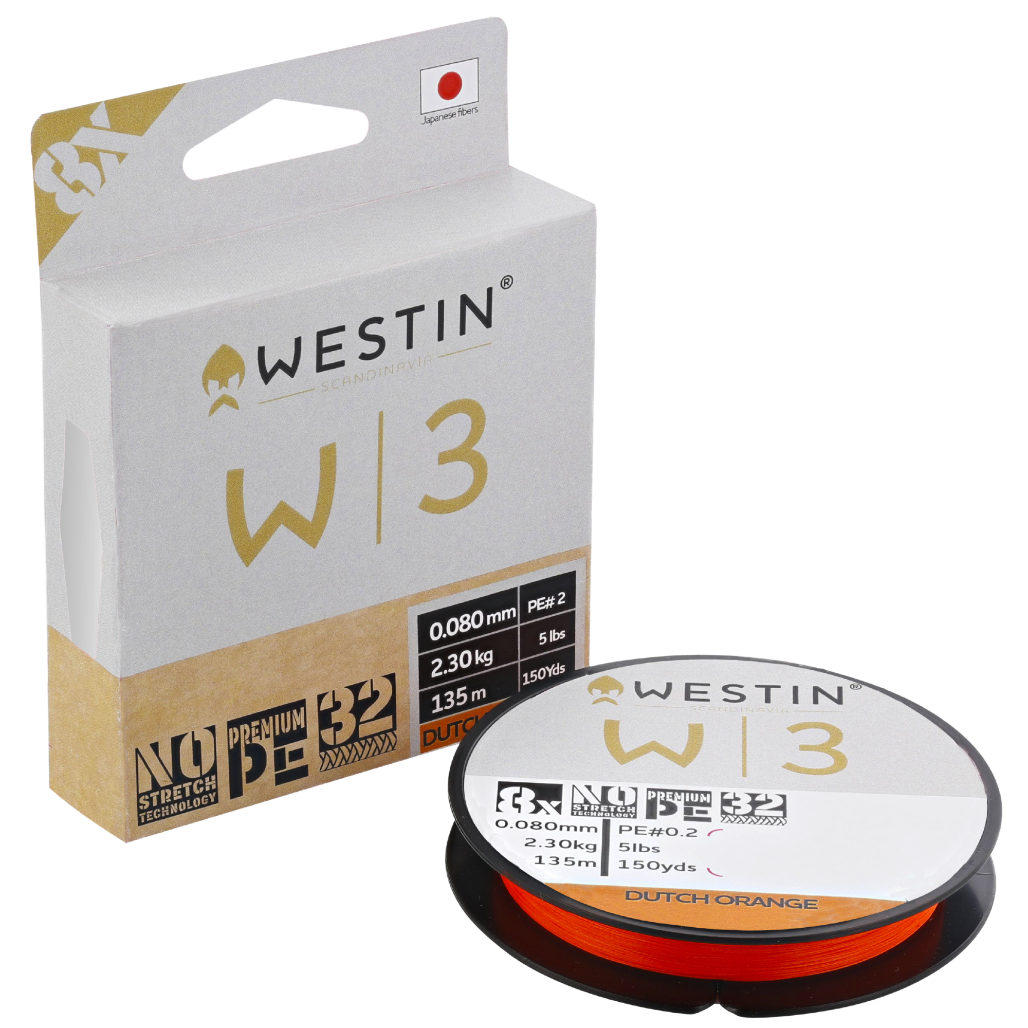 Westin W3 8-Braid Line Leader Dutch Orange 135m 150yds L008