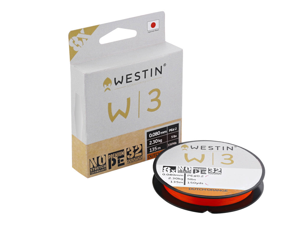 Westin W3 8-Braid Line Leader (300m/0.37mm/34.6kg)(Dutch Orange)