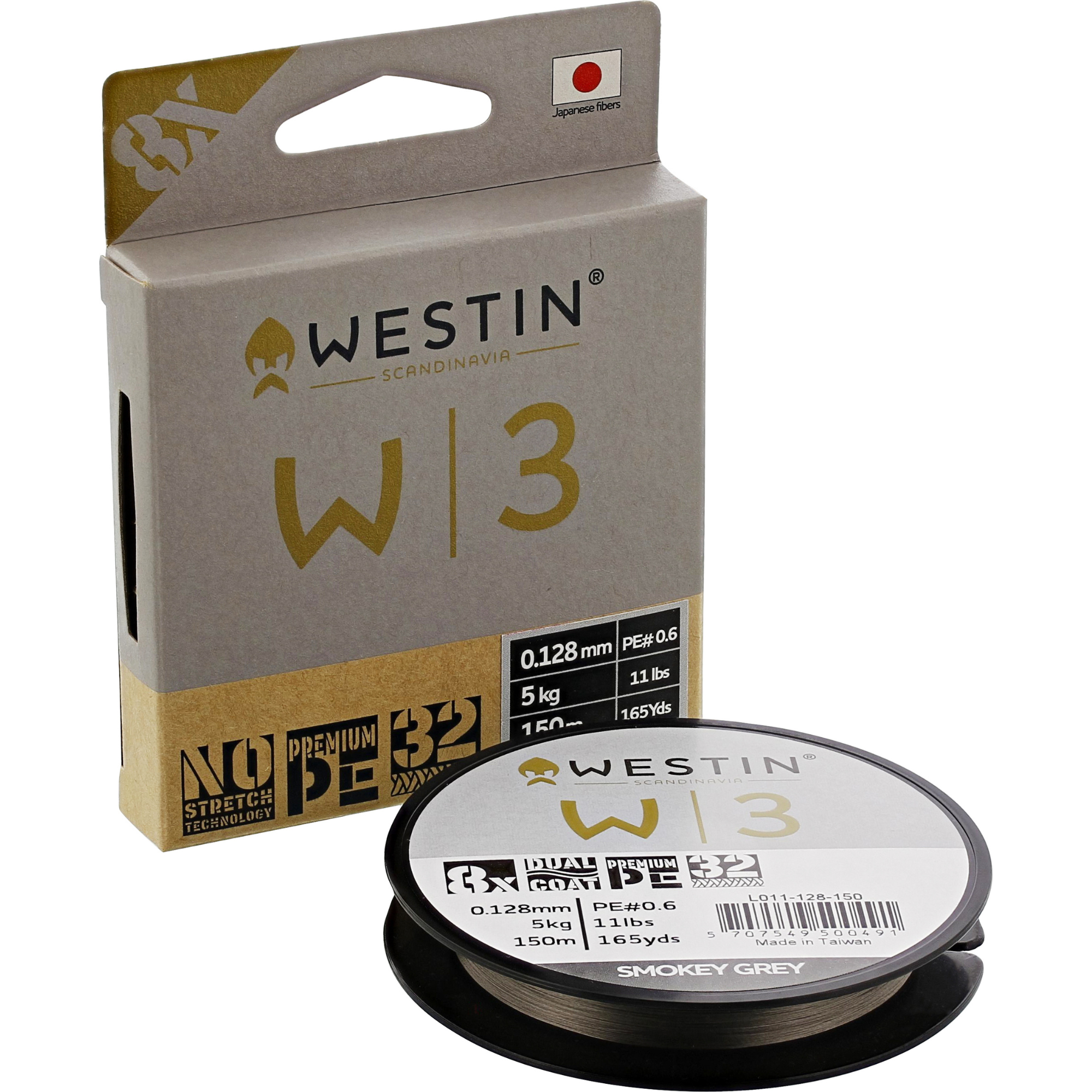 Westin W3 8-Braid Smokey Grey Line Leader 150m 165yds L011