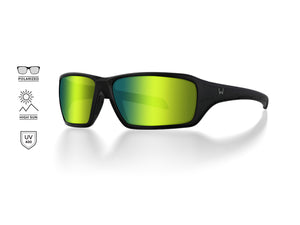 Westin W6 Sport 15 Polarized Sunglasses (Matte Black/Lens Base Green/Lens Mirror Green/Anti-Reflex Green)