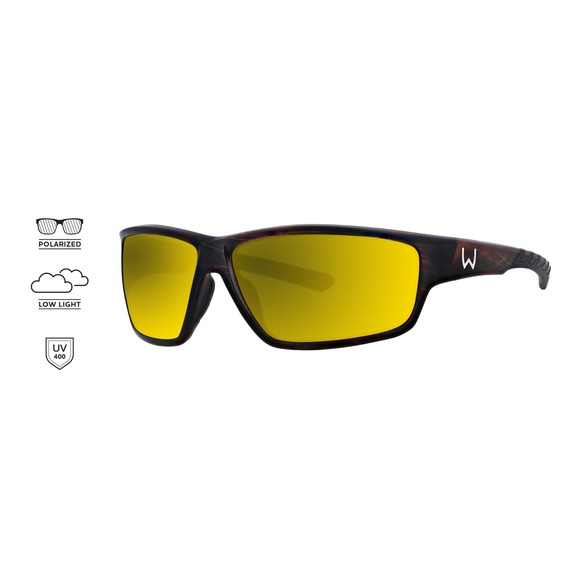 Westin W6 Sport 20 Polarized Sunglasses Matte Brown Stripe Lens Base Brown Lens Mirror Yellow Anti-Reflex Green K04-725