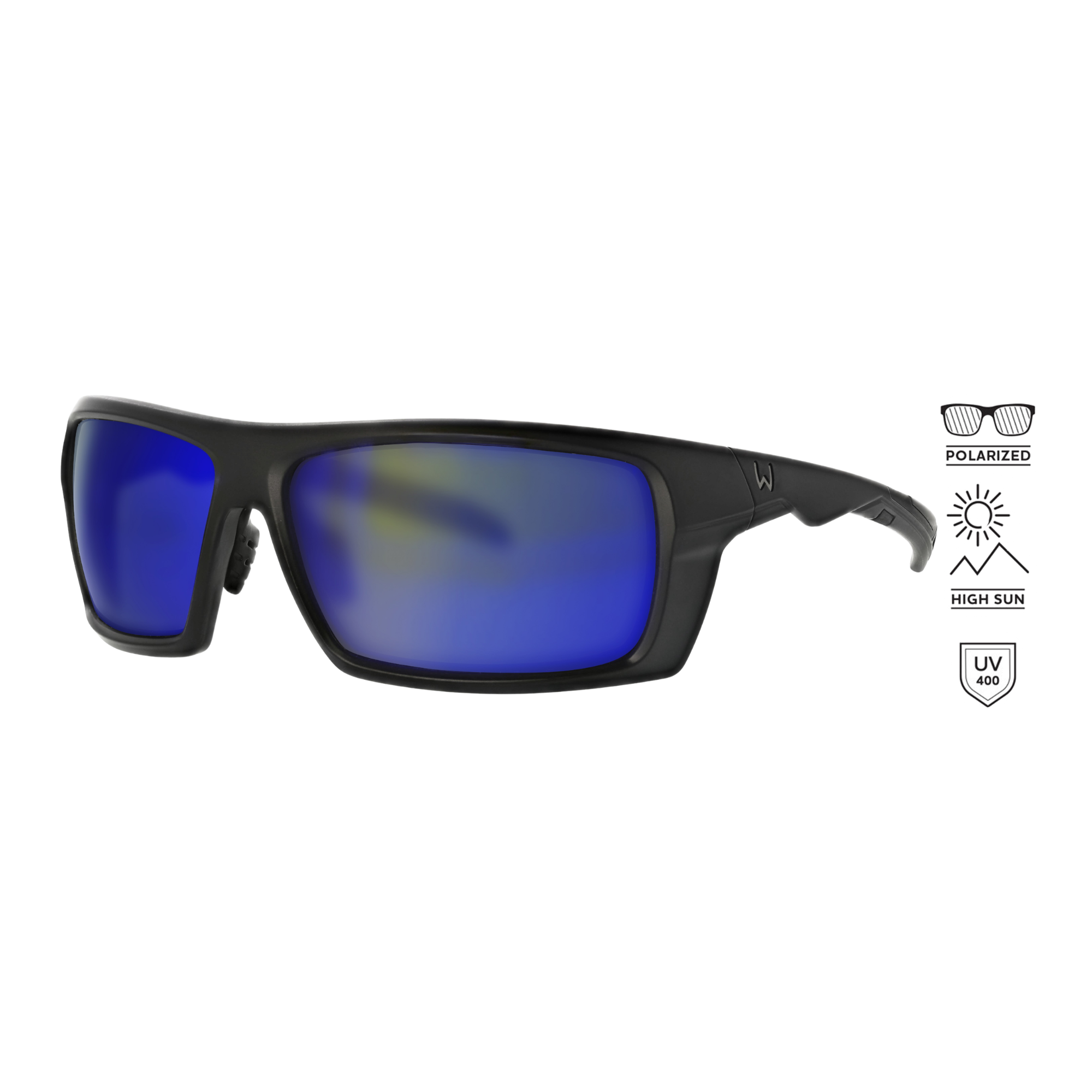 Westin W6 Sport 30 Polarized Sunglasses Matte Black Lens Base Yellow Smoke Lens Mirror Blue Anti-Reflex Blue K08-720-OS3