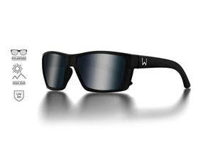 Westin W6 Street 100 Polarized Sunglasses (Matte Black/Lens Base Smoke/Lens Mirror Silver Flash/Anti-Reflex Blue)