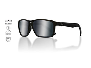 Westin W6 Street 150 Polarized Sunglasses (Matte Black/Lens Base Smoke/Lens Mirror Blue White/Anti-Reflex Blue)