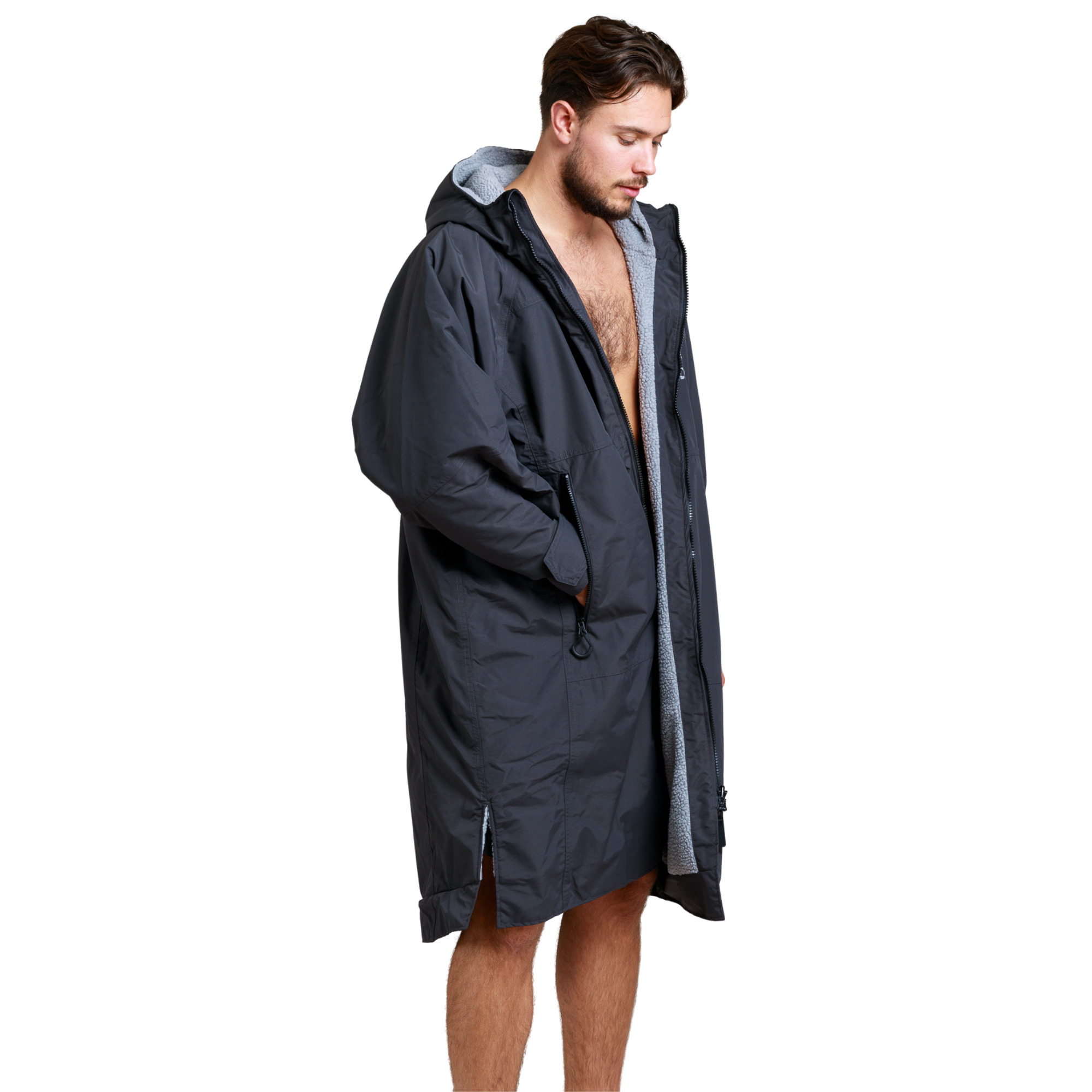 White Water Robes Unisex Hardshell Changing Robe - Adults (Black/Grey Lining)