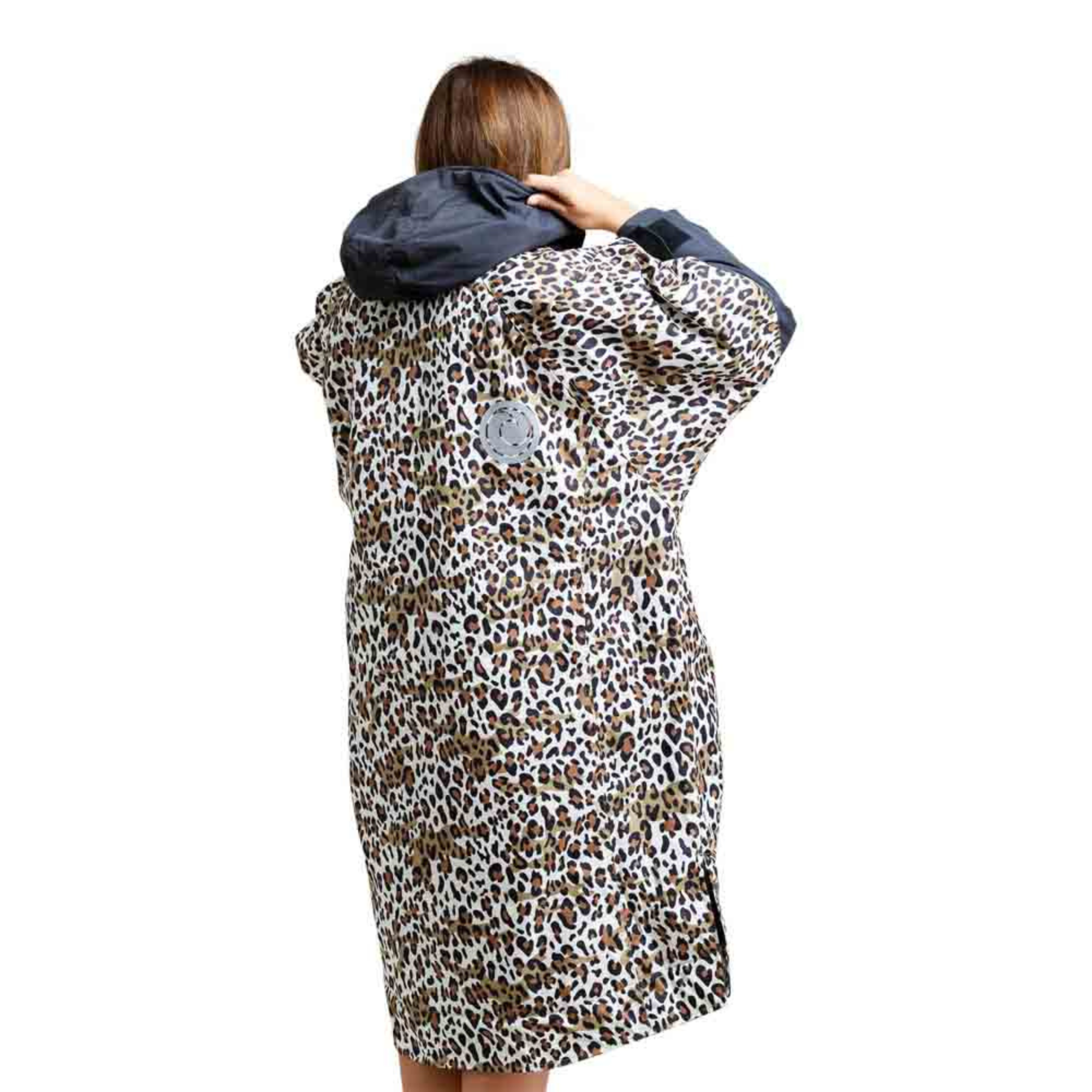 White Water Robes Unisex Hardshell Changing Robe - Adults (Leopard Print/Black Lining)