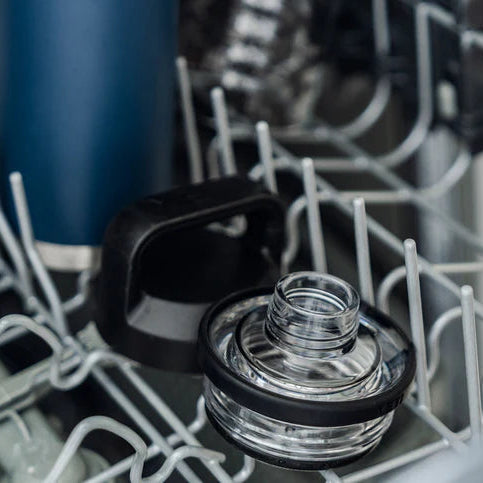 Yeti Rambler 26oz Chug Cap Bottle Yeti-Chug-26oz lid on the top shelf of a dishwasher