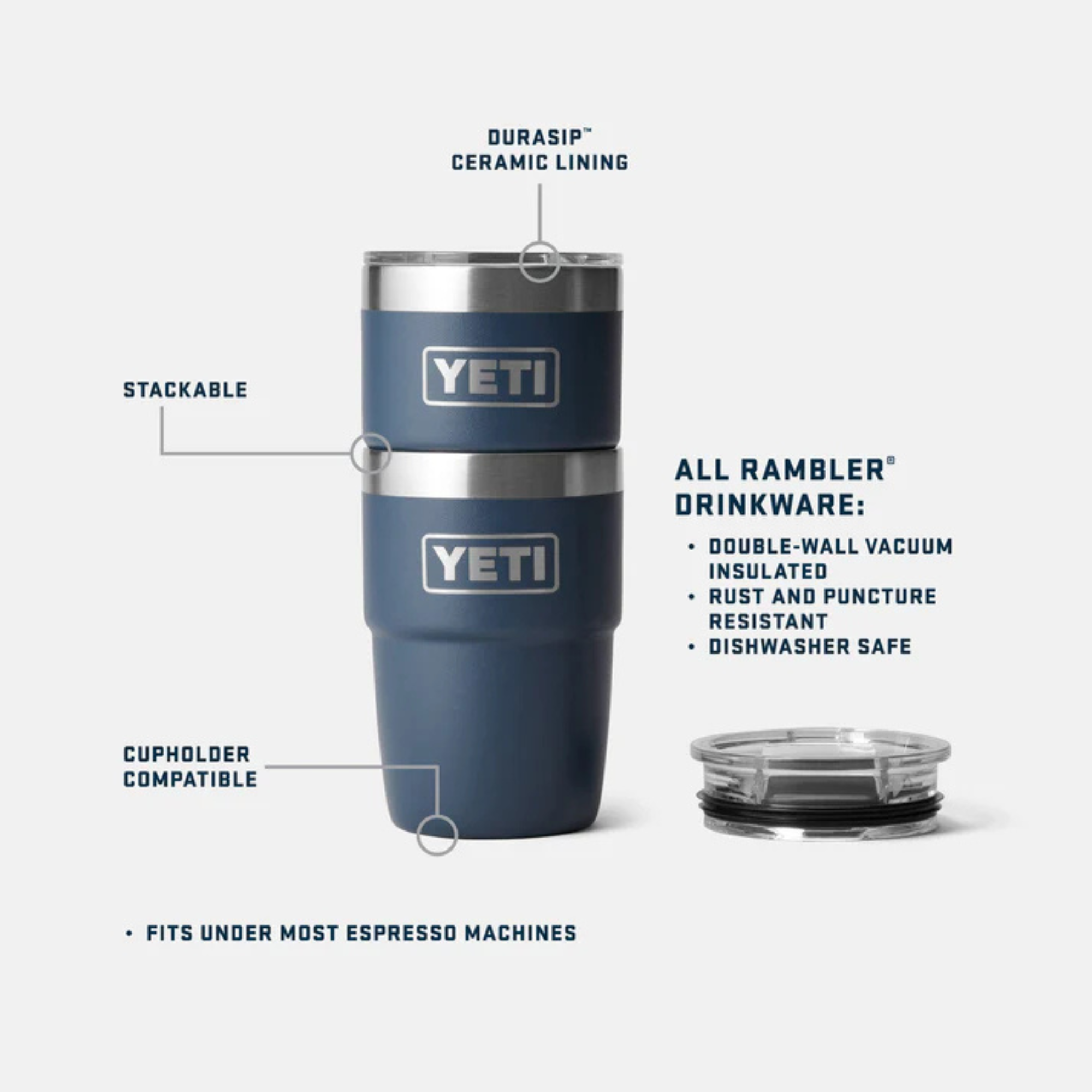 Yeti Rambler 8oz 236ml Ceramic Stackable Cup with MagSlider Lid Features