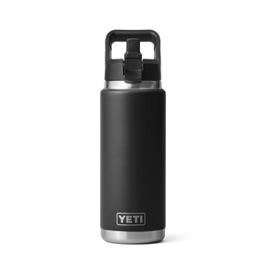 Yeti Rambler Insulated Bottle with Colour Straw Cap (26oz/769ml)(Black)