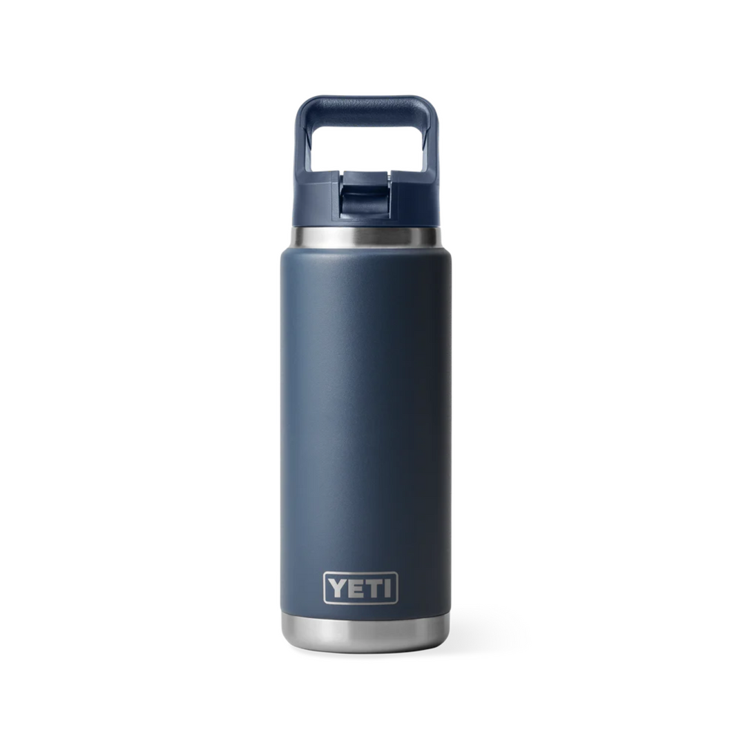 Yeti Rambler Insulated Bottle with Colour Straw Cap (26oz/769ml)(Navy)