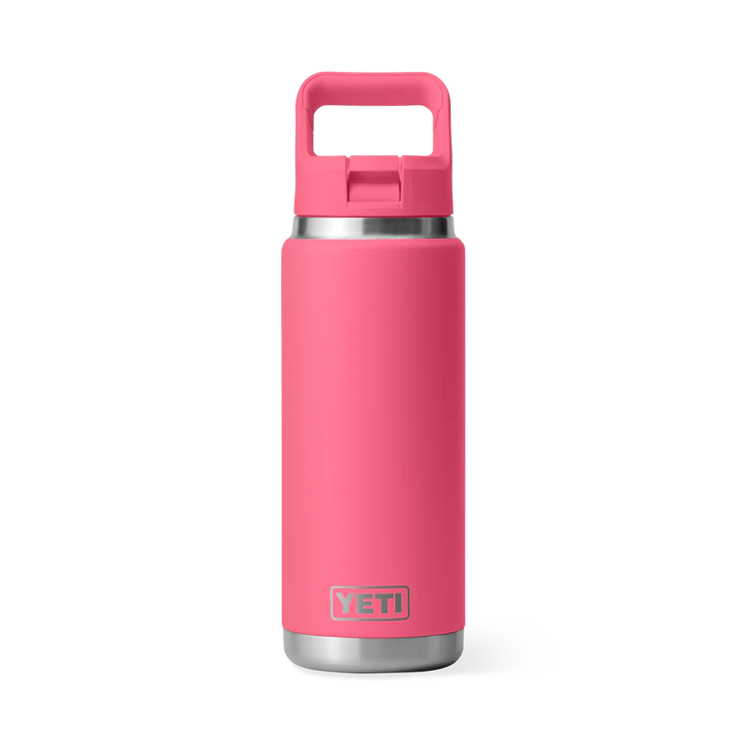 Yeti Rambler Insulated Bottle with Coloured Straw Cap (26oz/769ml)(Tropical Pink)