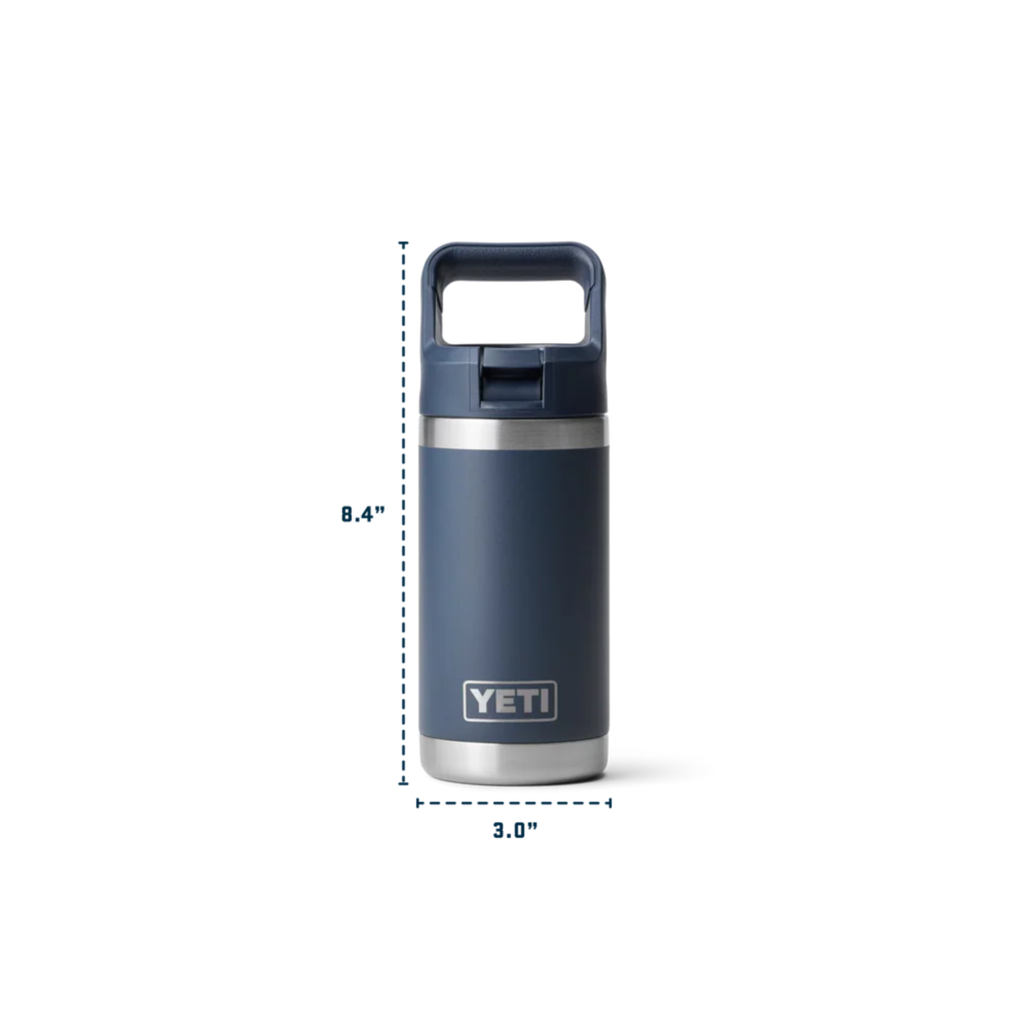 Yeti Rambler Junior 12oz 355ml Insulated Bottle with Colour Matched Straw Cap Yeti-RamblerJnr-12oz Dimensions