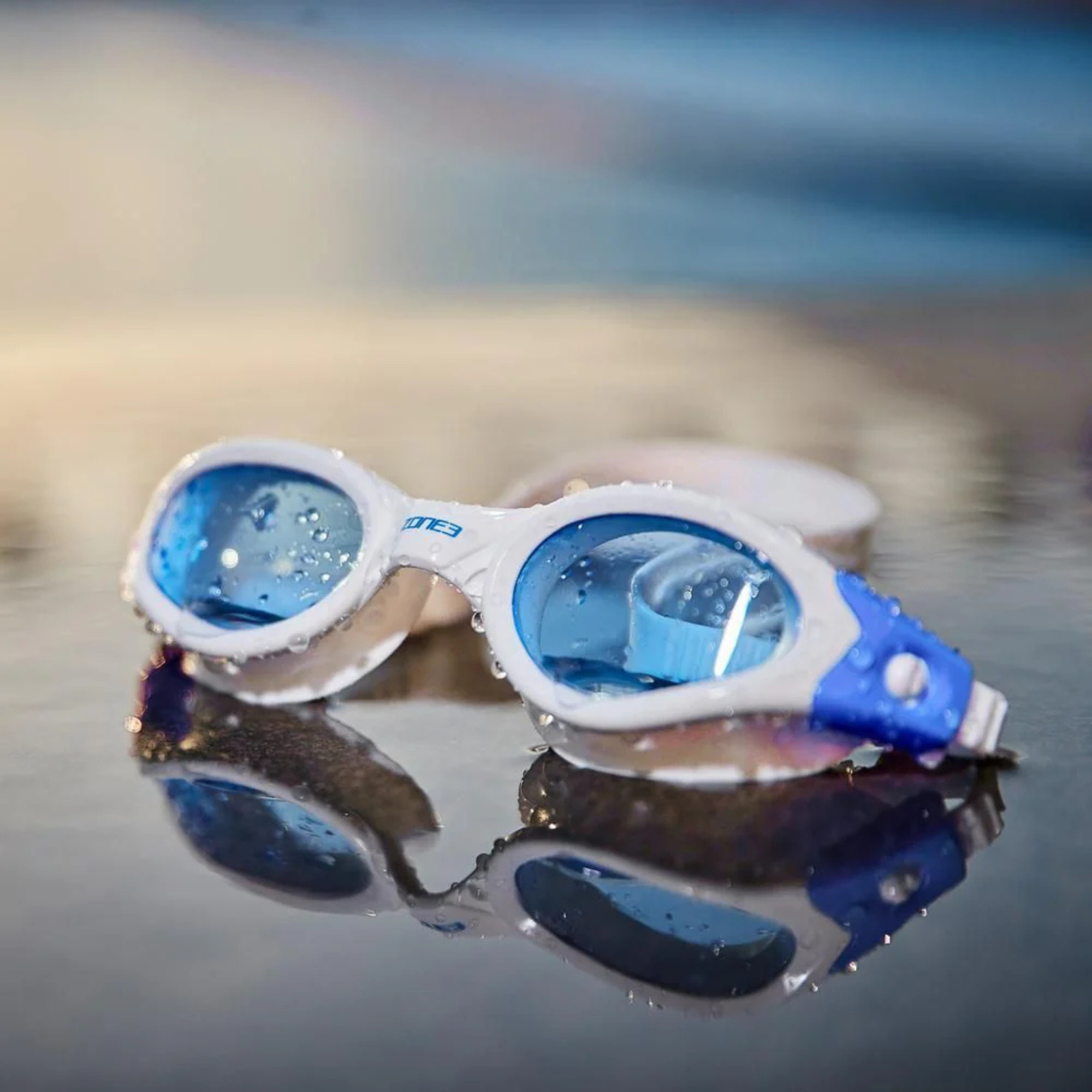 Zone 3 Apollo Blue Tinted Swim Goggles (White/Blue)