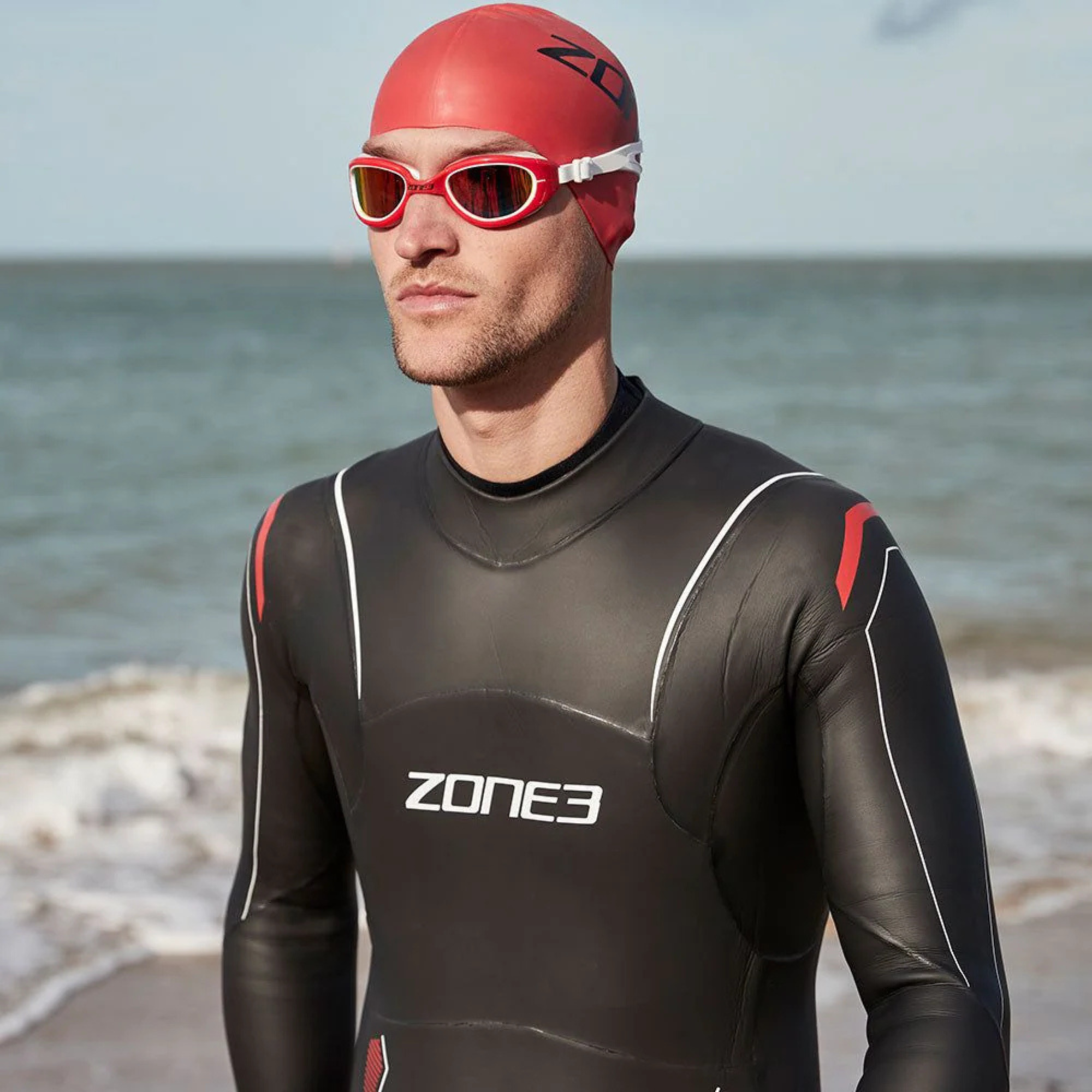 Zone 3 Attack Polarized Swim Goggles (Red/White/Gold)