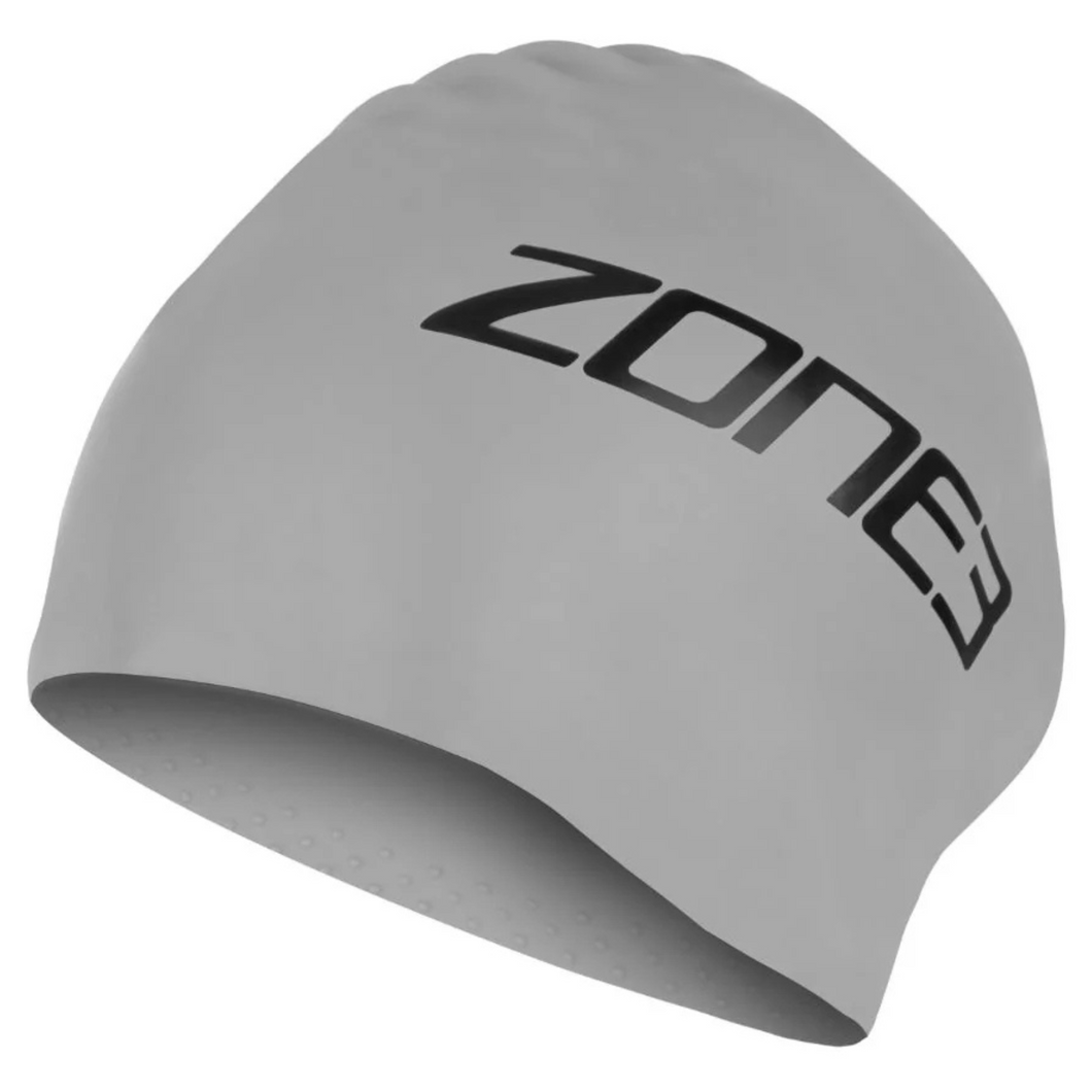 Zone 3 Extra Long Hair Silicone Swim Cap (Silver)