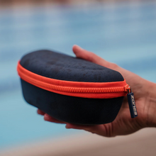 Load image into Gallery viewer, Zone 3 Protective Swim Goggles Hard Case (Navy/Orange)
