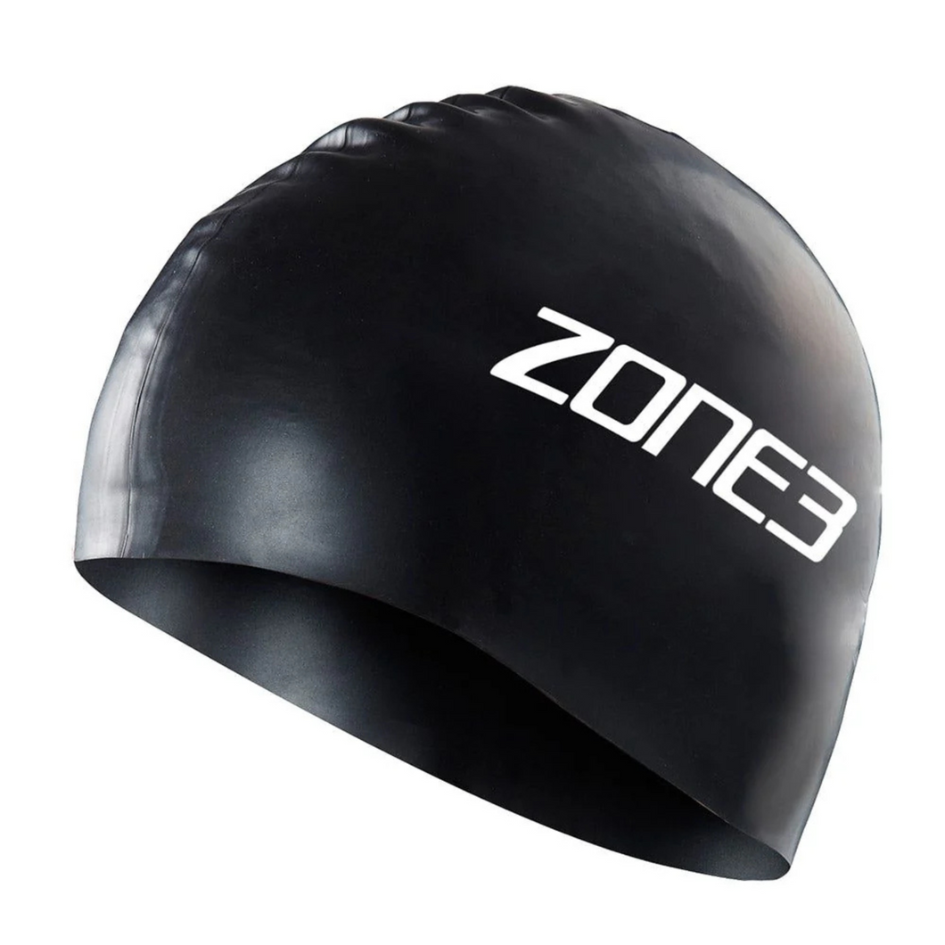 Zone 3 Unisex Silicone Swim Cap (Black)