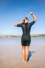 Load image into Gallery viewer, C-Skins Women&#39;s Element 3/2mm Shorty Wetsuit (Black/Slate/Azure Blue)
