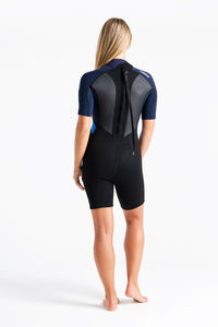 C-Skins Women's Element 3/2mm Shorty Wetsuit (Black/Slate/Azure Blue)