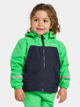 Load image into Gallery viewer, Didriksons Kids Enso 5 Waterproof Fleece Lined Jacket (Frog Green) Ages 1-10)
