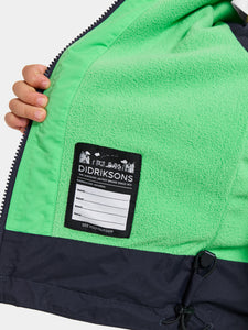 Didriksons Kids Enso 5 Waterproof Fleece Lined Jacket (Frog Green) Ages 1-10)