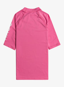 Roxy Junior Wholehearted Short Sleeve UPF50 Rash Vest (Shocking Pink)