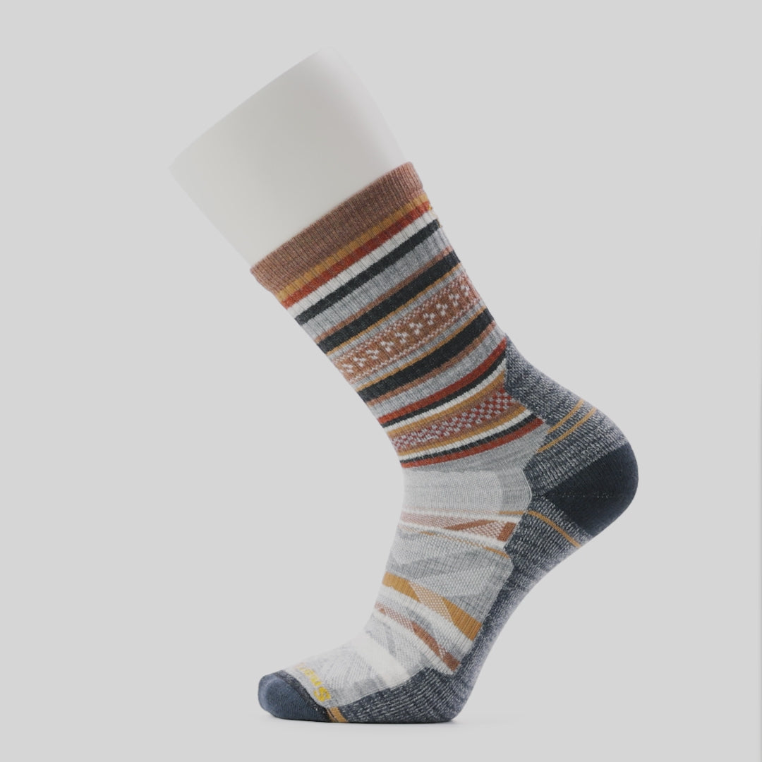 Smartwool Men's Print Panorama Hike Light Cushion Crew Length Merino Blend Socks Light Grey 039 SW002160