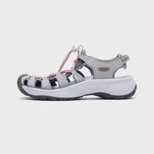 Load and play video in Gallery viewer, Keen Women&#39;s Astoria West Closed Toe Sandals (Grey/Coral)
