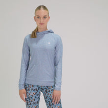 Load and play video in Gallery viewer, Dare 2B Women&#39;s Sprint City UPF50 Lightweight Hooded Technical Top (Rainwashed Blue Marl)
