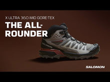 Load and play video in Gallery viewer, Salomon Women&#39;s X Ultra 360 Gore-Tex Mid Trail Boots (Turbulence/Carbon/Tourmaline)
