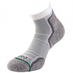 1000 Mile Men's Run Anklet Single Layer Socks - 2 Pair Pack (White)
