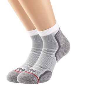 1000 Mile Men's Run Anklet Single Layer Socks - 2 Pair Pack (White)