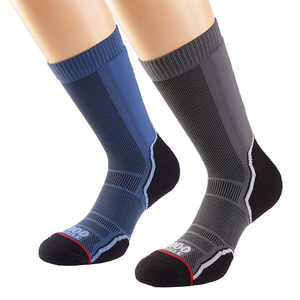 1000 Mile Men's Trek Merino Blend Single Layer Socks - 2 Pair Pack (Grey/Navy)