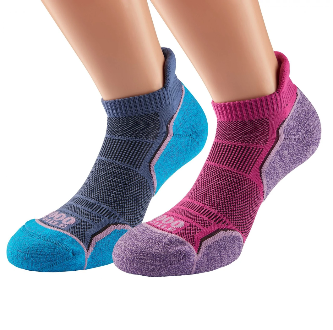 1000 Mile Women's Run Single Layer Socklet - 2 Pair Pack (Pink/Lavender)