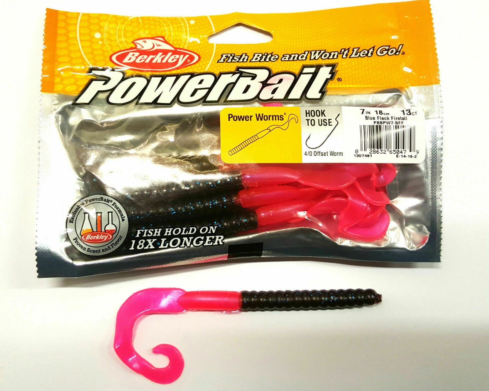 Berkley PowerBait Power Worms (Blue Fleck/Firetail)(18cm)(13 Pack)