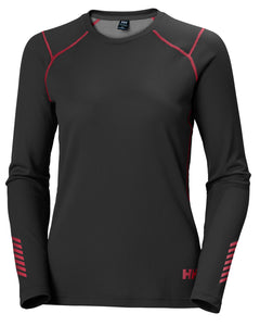 Helly Hansen Women's Lifa Active Crew Neck Long Sleeve Base Layer Top (Ebony)