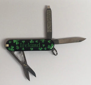 Victorinox Swiss Army Knife: Classic Black with Shamrock (7 Tools)