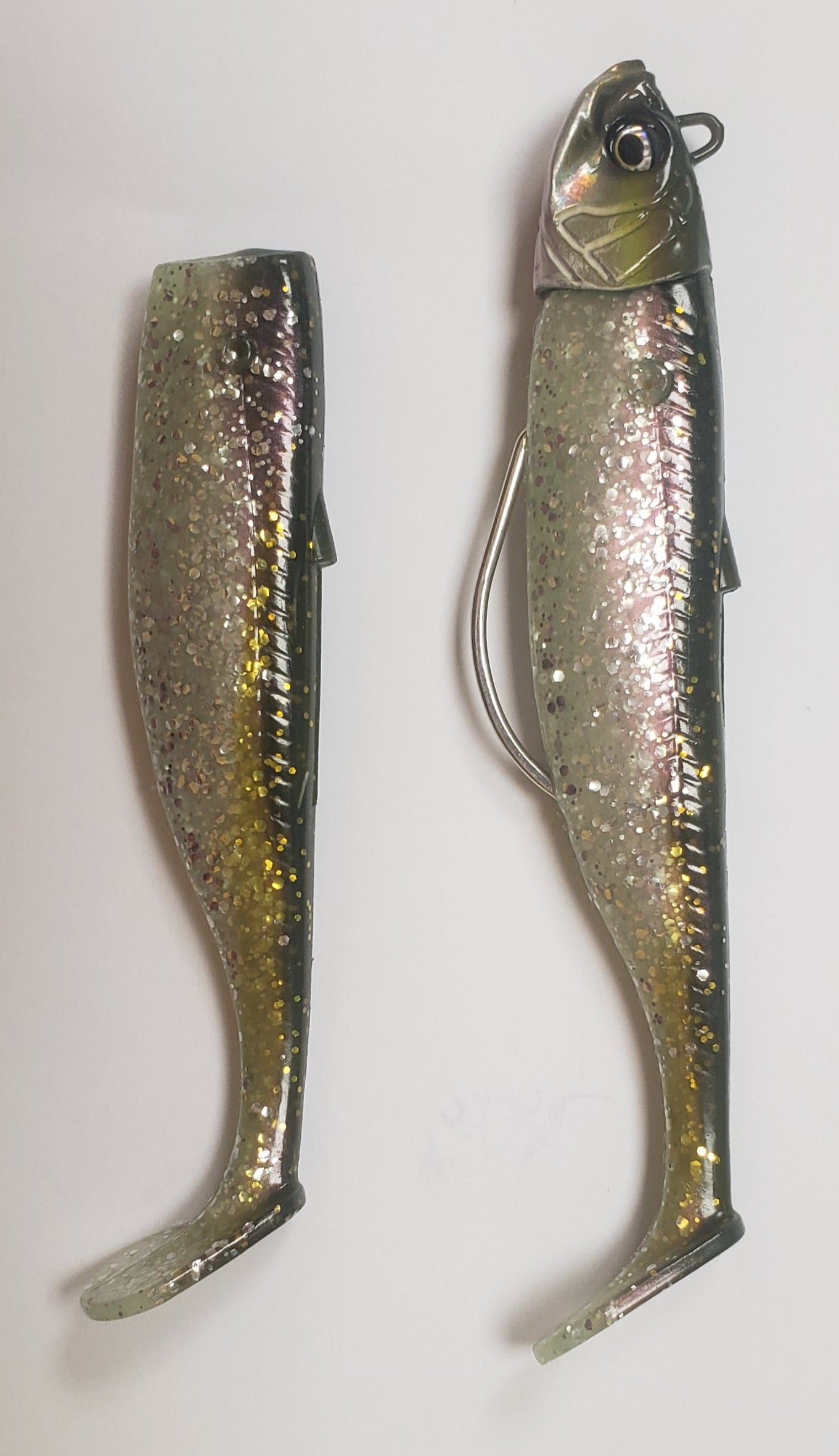 Savage Gear Minnow Weedless 2+1 Soft Lure (12.5cm/Sinking/28g)(Green/Silver)