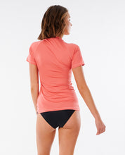 Load image into Gallery viewer, Rip Curl Women&#39;s Golden Rays Short Sleeve UV Rash Vest (Coral)
