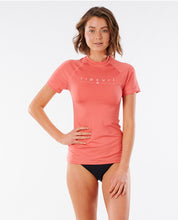 Load image into Gallery viewer, Rip Curl Women&#39;s Golden Rays Short Sleeve UV Rash Vest (Coral)
