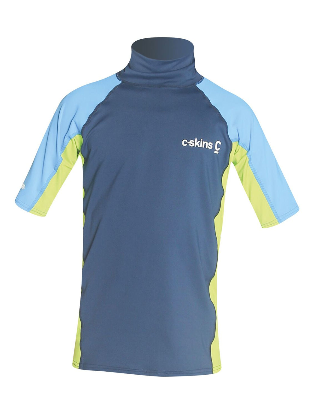 C-Skins Junior Rash X Short Sleeve UPF 50+ Rash Vest (Navy/Lime/Blue)
