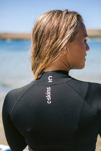 C-Skins Women's Solace 1.5mm Flatlock Long Sleeve Zipped Vest (Black/Black/White)