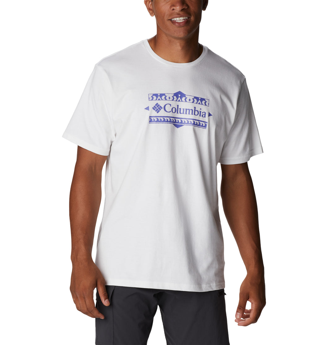 Columbia Men's Explorers Canyon Back Short Sleeve T-Shirt (White/Bordered Beauty)