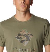 Load image into Gallery viewer, Columbia Men&#39;s Rapid Ridge Graphic Tee (Stone Green/CSC Camo Graphic)
