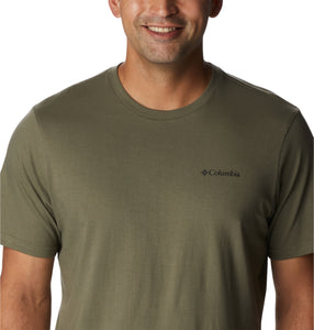 Columbia Men's Rockaway River Back Graphic Short Sleeve T-Shirt (Stone Green/ Lakeside Badge Graphic)